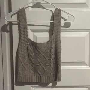 Kendall & Kylie Gray Ribbed Crop Tank Top and Cardigan